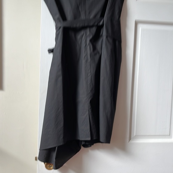 Blk lined cotton shirt dress sleeveless sz 42 - Picture 4 of 5